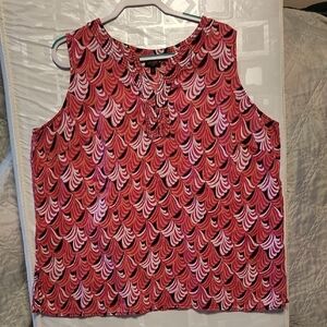 NWOT, Talbots Plus Women's Sleeveless linen Top - Pink Pattern sz 2X. NWOT